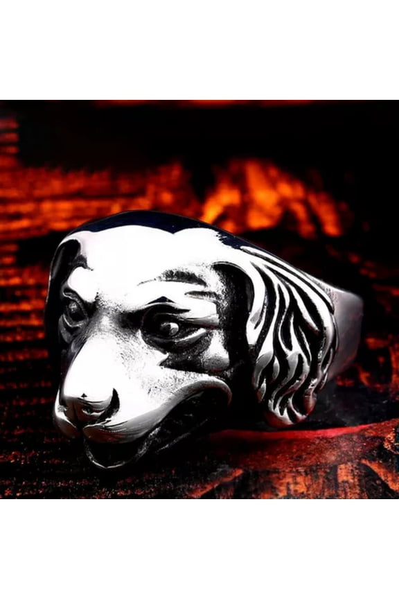 Gothic Dog Head Ring Stainless Steel Men's Biker Punk Ring Party Delicate Jewelry Ring-8