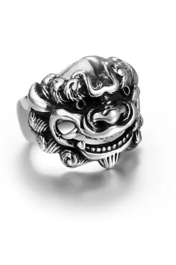Gothic Men's Tribal Lion Totem Mask Rings Stainless Steel Master Ring Biker Punk-12