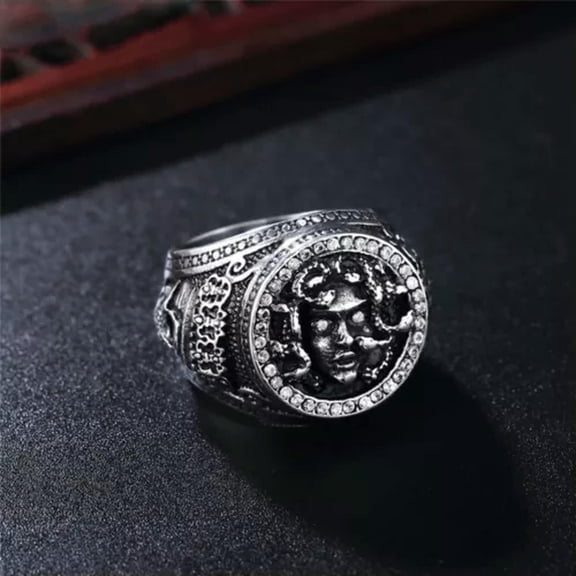 K-KED Gothic Mythology Snake Hair Gorgon Medusa Ring Stainless Steel Biker Punk Ring-7