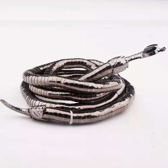 K-KED Gothic Punk Gold Silver Black Snake Choker Necklace Bendy Bracelet for Women Men-3#Black