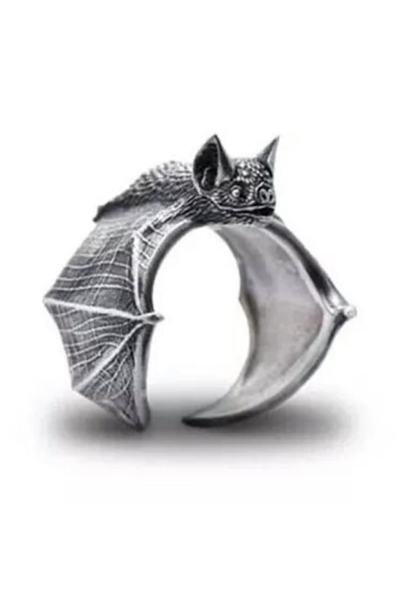 Gothic Punk Retro Dragon Bat Ring Adjustable Open Halloween Party Delicate Jewelry Gifts-A