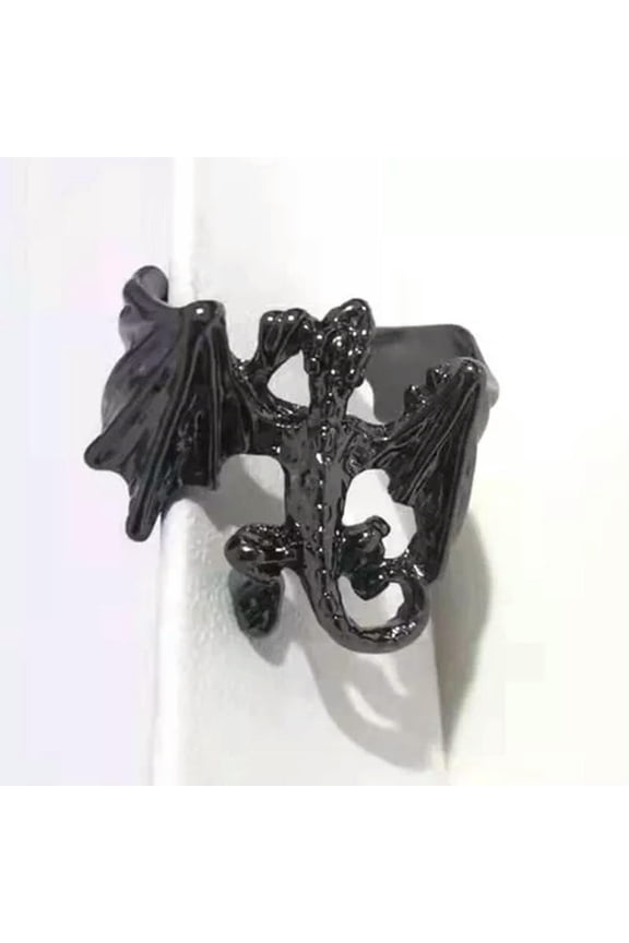 Gothic Punk Retro Dragon Bat Ring Adjustable Open Halloween Party Delicate Jewelry Gifts-F