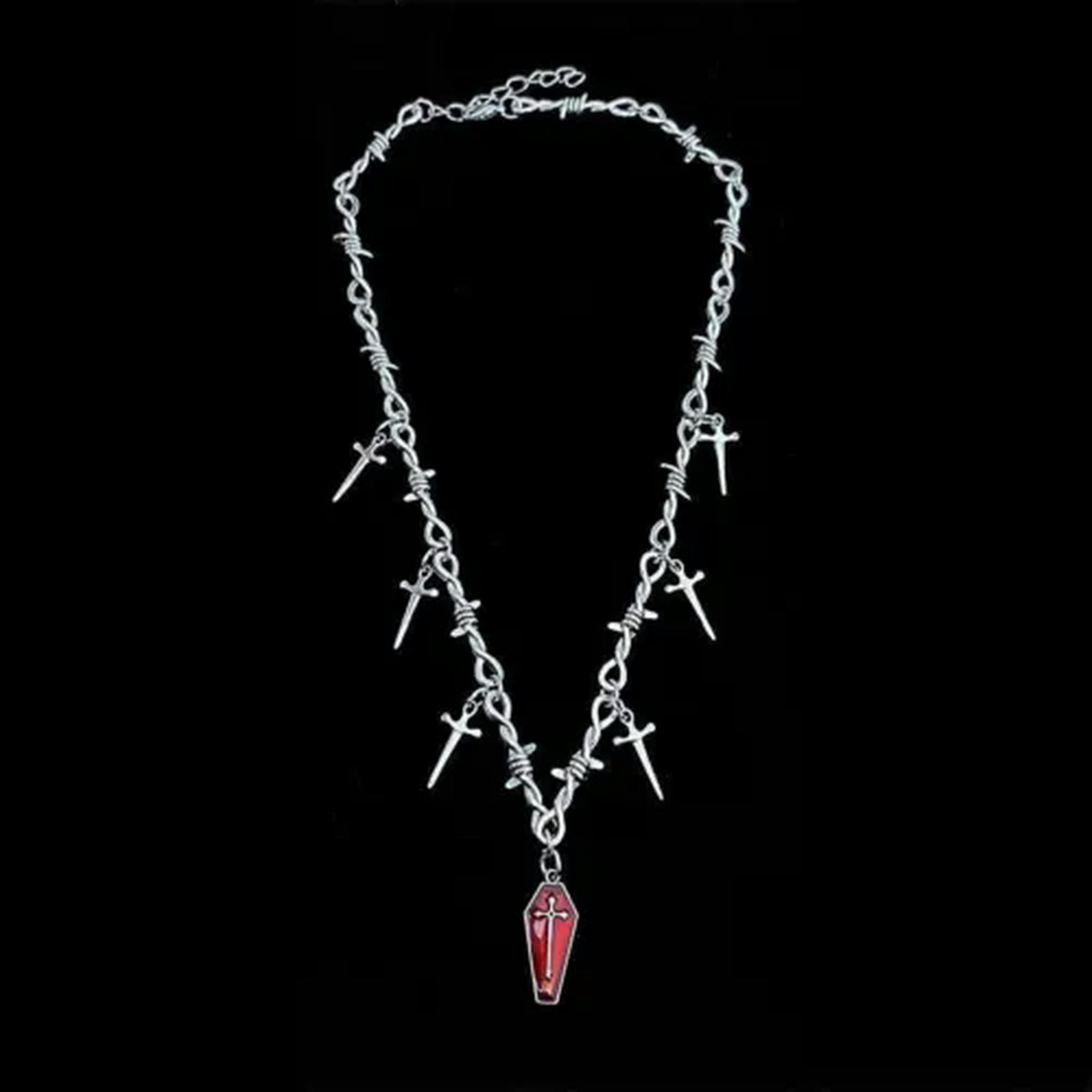 K-KED Gothic Vampire Black Bat Pendant Necklace for Men Women Hip
