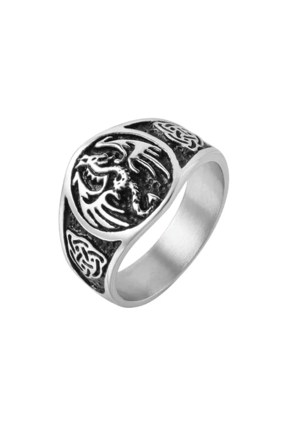 Gothic Wings Dragon Ring Stainless Steel Vintage Powerful Dragon Sigil Cool Ring-9