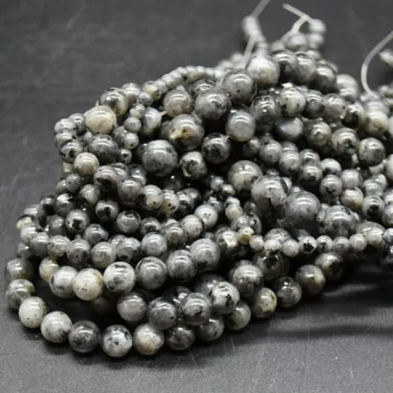 K-KED Grade A Natural Black Larvikite Gemstone Round Beads 4mm 6mm 8mm 10mm 15"-4 mm