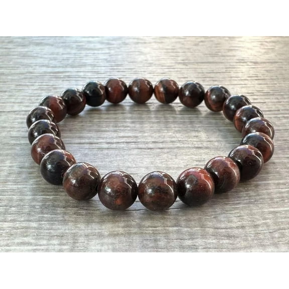 K-KED Grade A++ Red Tiger Eye Crystal Bead Bracelet 8mm, Genuine Gemstone
