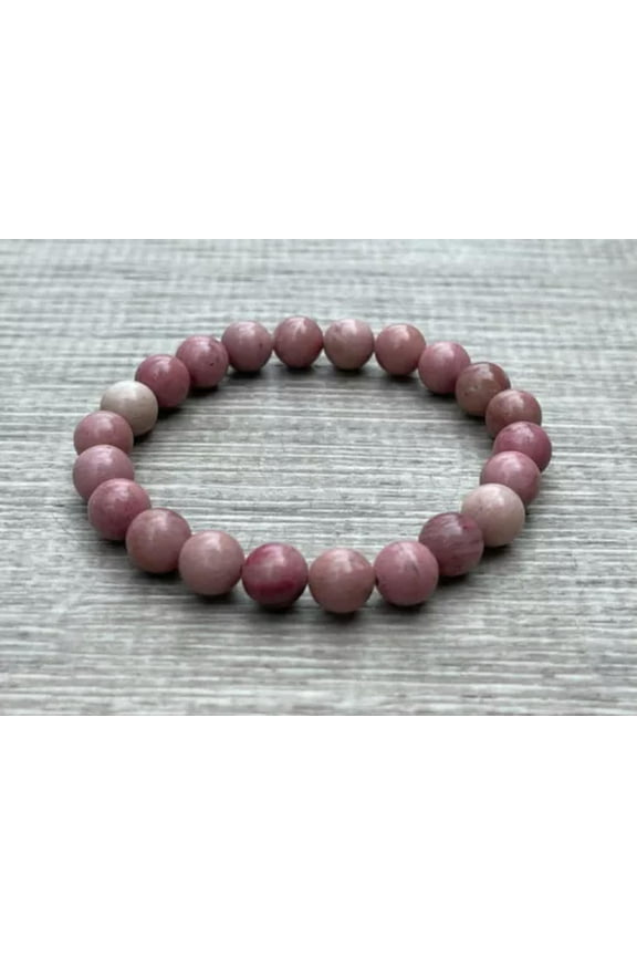 Grade A Rhodonite Crystal Bead Bracelet 8mm,Genuine Rhodonite Gemstone Bracelet