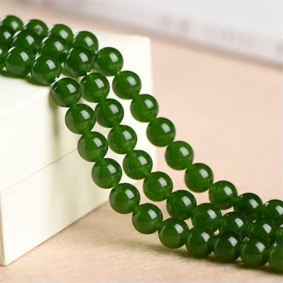 K-KED Green Jade Smooth Round Beads 6mm 8mm 10mm 12mm 15.5" Strand-10 mm