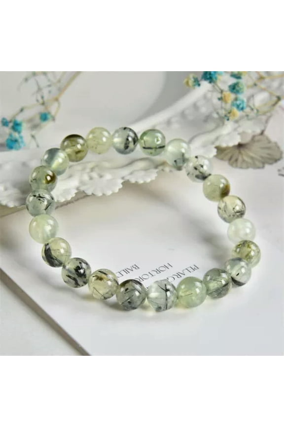 Green Prehnite 8mm Round Beads Healing Protection Balance Stretchy Bracelet