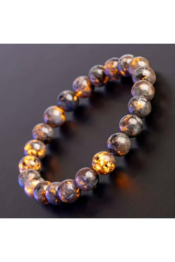 Halloween Bracelet Natural Yooperlite Stone UV Reactive Stone Bracelet 8mm