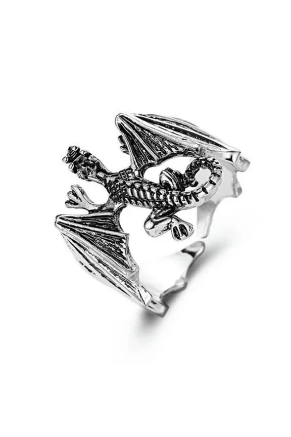 Halloween Retro Dragon Bat Animal Adjustable Ring Women Men Party Delicate Jewelry Gifts-E