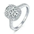 thumbnail image 1 of K-KED Halo 4ct Cushion Moissanite Engagement Ring Women Sterling Silver 10x8mm D Color, 1 of 9