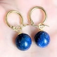 thumbnail image 1 of K-KED Handmade 10MM Natural Lapis Lazuli Round Bead Hook Earrings Handmade, 1 of 5