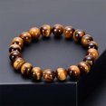 thumbnail image 1 of K-KED Handmade 8MM Tiger Eye Natural Stone Prayer Beads Bracelet For Mens Yoga Jewelry, 1 of 9