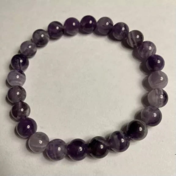 K-KED Handmade Amethyst Crystal Healing Gemstone Stretch Bracelet 8mm Beads