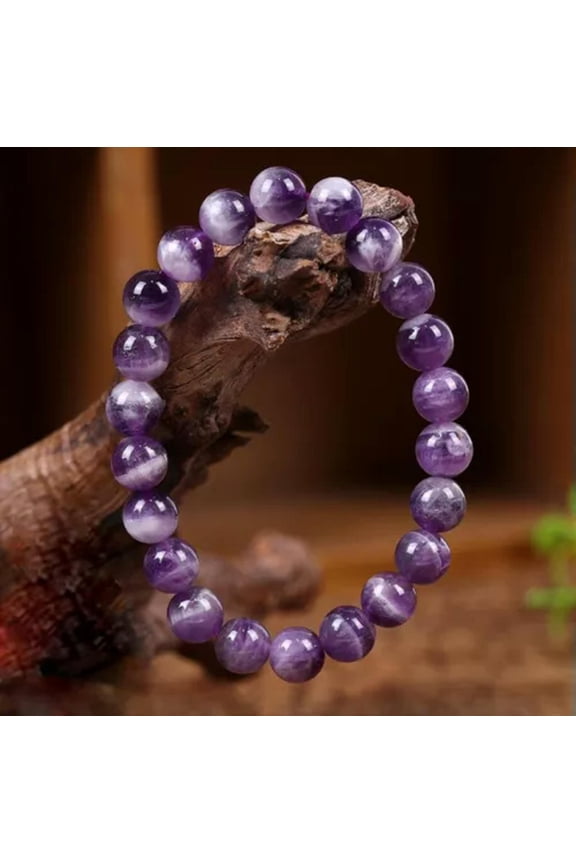 Handmade Natural Chrevon Amethyst Balance Round 10MM Bead Healing Reiki Bracelet