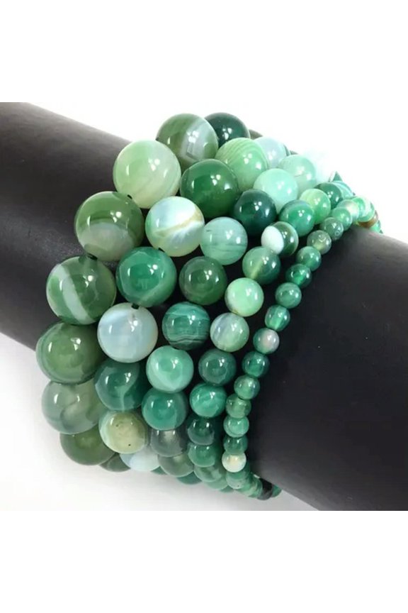 Handmade Natural Ever Green Stripe Agate Stretch Bracelet Beaded 4 6mm 8 10mm 12-12 mm