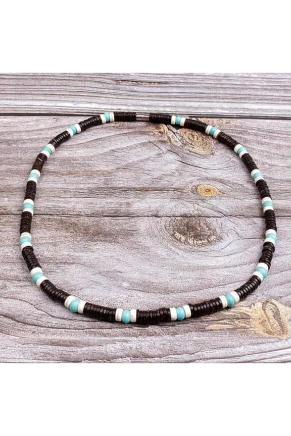 Handmade Natural coconut shell Surfer Necklace for men's Tribal Jewelry
