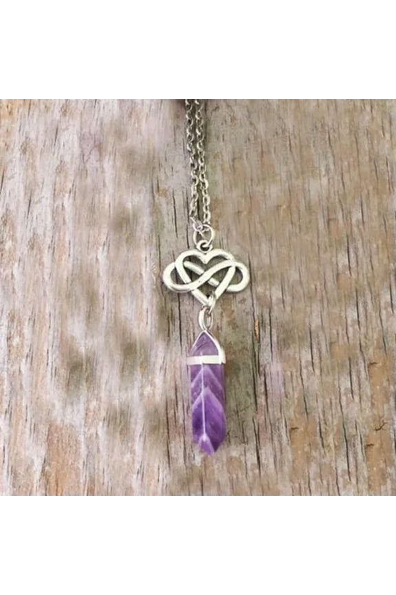 Handmade Quartz Crystal Hexagonal Chakra Pendulum Stone Pendant Necklace Jewelry-4# infinity heart
