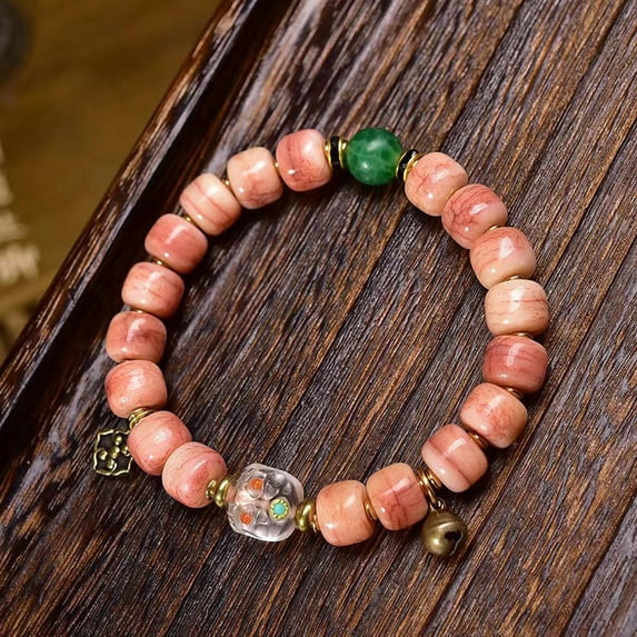 K-KED Handstring Single Circle Bucket Bead White Crystal Glass Accessory Bracelet-A