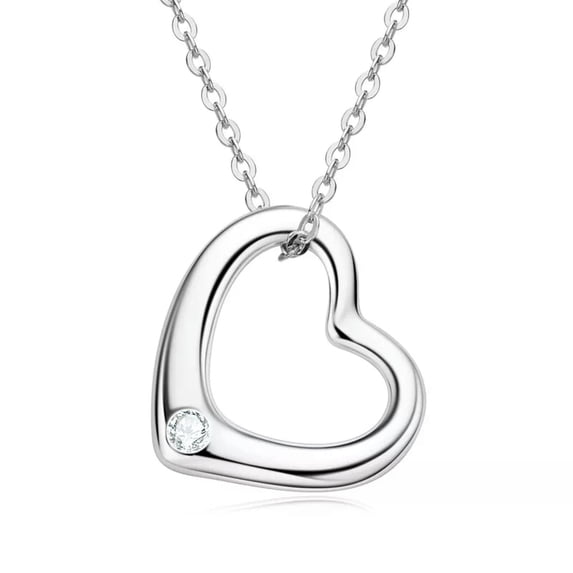 K-KED Heart 0.045ct Round Moissanite Pendant Necklace for Women Sterling Silver 20''