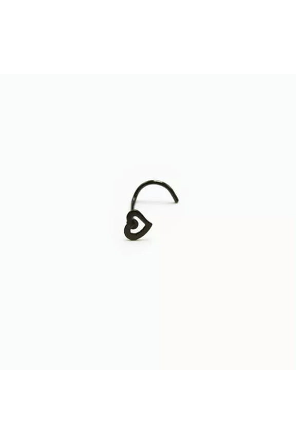 Heart Shape Stainless Steel Nose Ring Hollow Nose Nail Ring Nostril Body Jewelry-Black