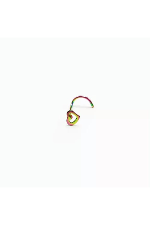Nose Ring Nostril Hollow Nail Stainless Steel Heart Shape Metal Body Jewelry-Mixcolor