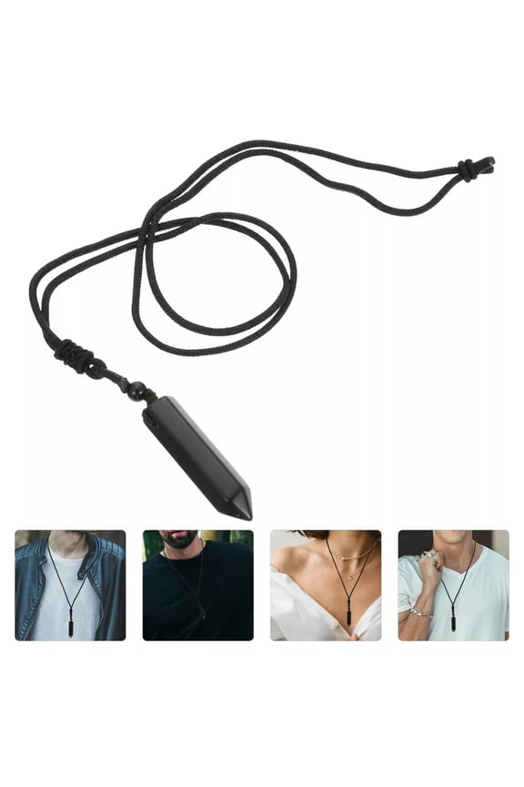 Hexagonal Chakra Necklace Obsidian Energy Stone Pendant Strong Man