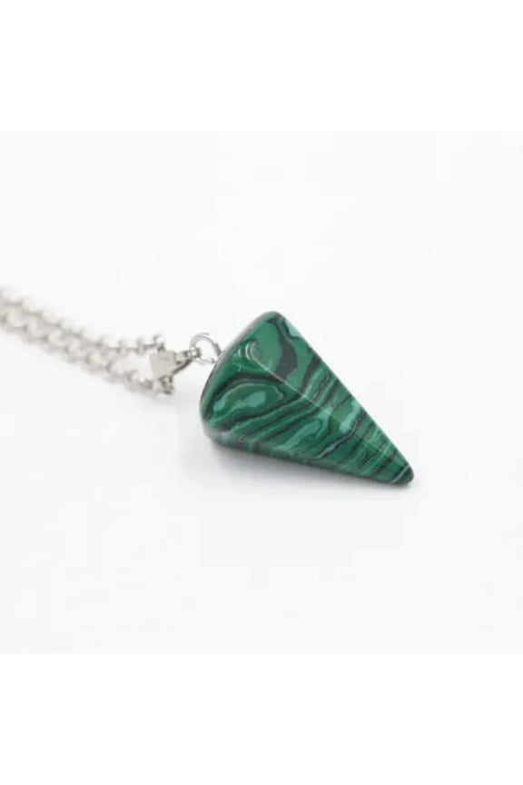 Wholesale Crystal Quartz Healing Pendulum Pendant Chakra Necklace Men Women Gift-16#malachite