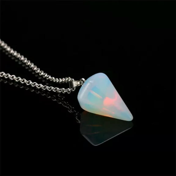 K-KED Hexagonal Natural Quartz Crystal Chakra Healing Point Pendant Necklace Jewelry-3#opal Pendulum