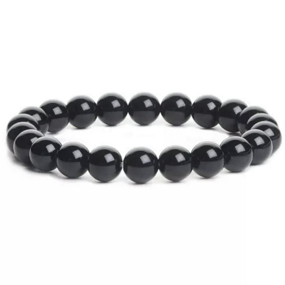 K-KED High Quality Natural Healing Energy Gemstone Stretch Bead Bracelet Men Women 8mm-Black Onyx