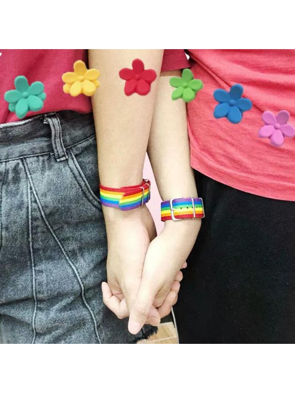 Hip Hop Rainbow Nylon Canvas Couple Bracelet Watch Band Strap Bangle JewelrS-qy_