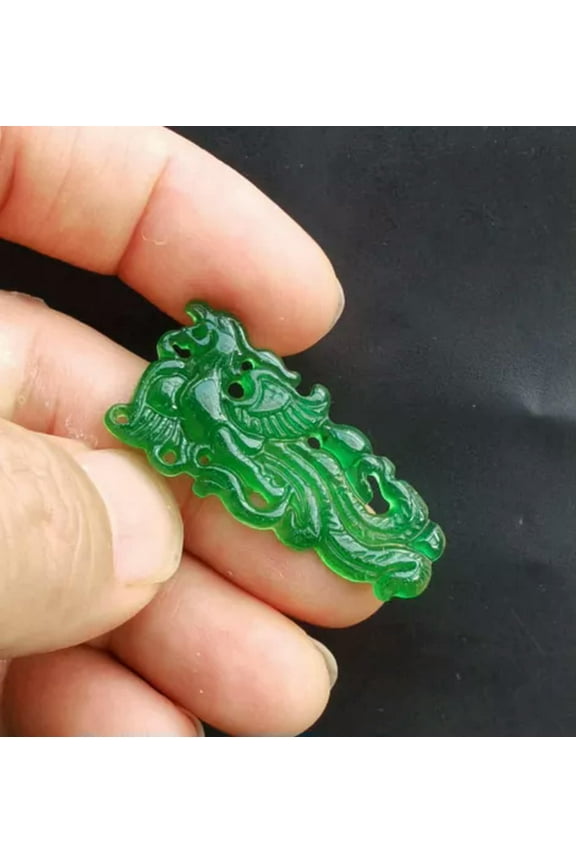 Hollow phoenix bird charm carving green jade stone amulet pendants,earring beads