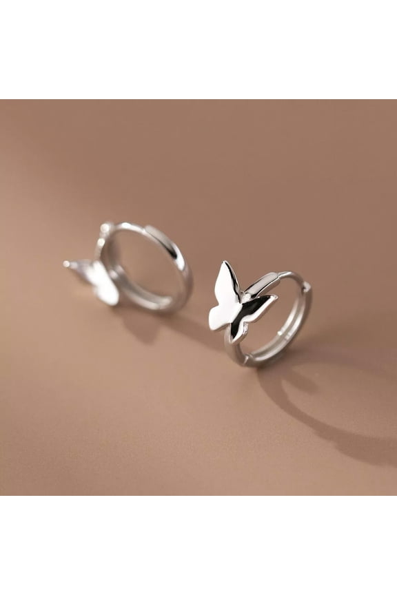 Hot 925 Sterling Silver Earrings Butterfly Hoop Huggie Earrings Womens Gift