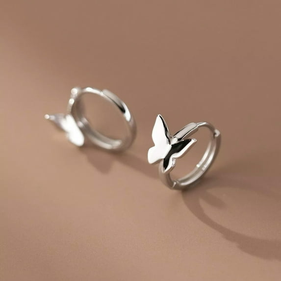 K-KED Hot 925 Sterling Silver Earrings Butterfly Hoop Huggie Earrings Womens Gift