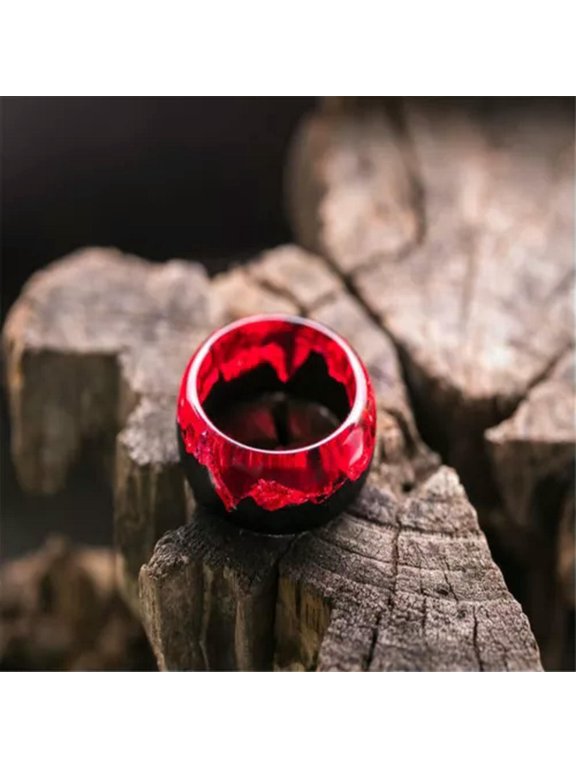 Hot Fashion Wood Ring Feature Ring Resin Ring Luminous Ring for Men and Women-red-9