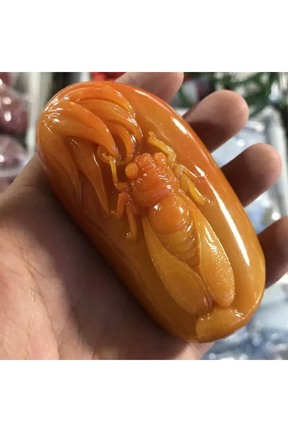 Huanglong Jade Handheld Golden Cicada Amazing Pendant for Men and Women
