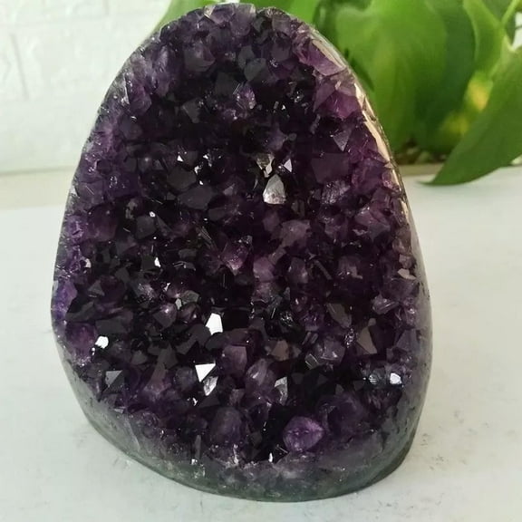 K-KED Huge Natural Amethyst Quartz Geode Cut Base Crystal Cluster Specimen Energy Rock-default