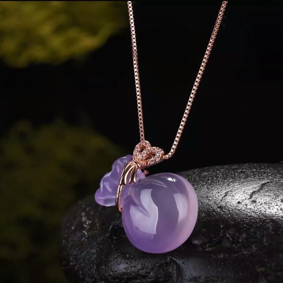 K-KED Iced Jade Chalcedony Agate Small Money Bag Pendant Collar Chain 925 Silver
