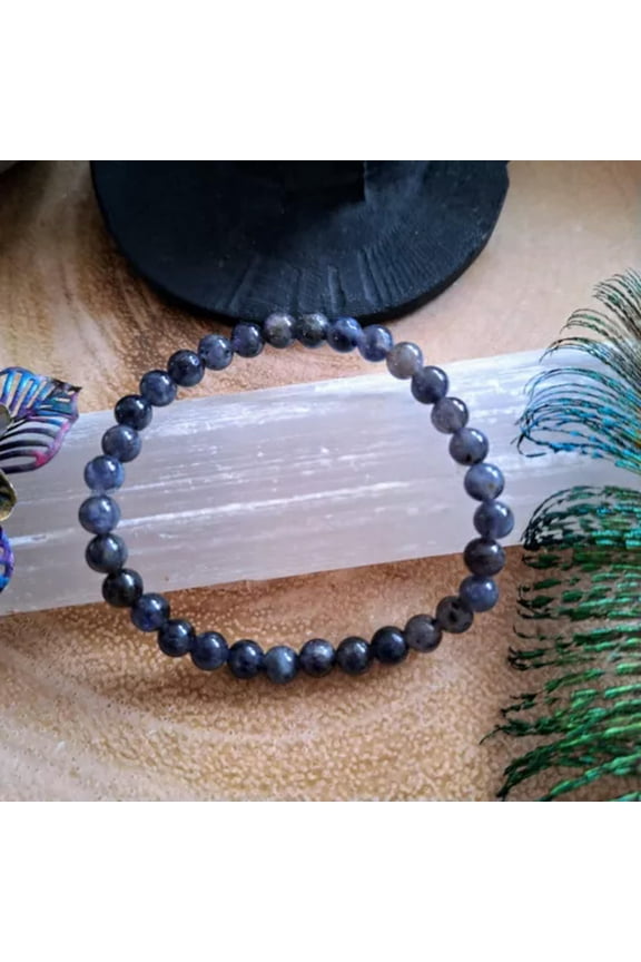 Iolite Bracelet Crystal Healing Jewellery for Him or Her Chakra 6mm