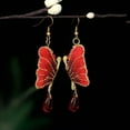 thumbnail image 1 of K-KED Butterfly Earrings Drop Charm Vintage Women Delicate Jewelry Natural Glaz-Red, 1 of 7