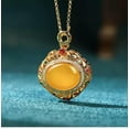 thumbnail image 1 of K-KED Jade Crystal Charm Pendant W/ Necklace Locket Chain 18K Gold Plated Gemstone, 1 of 5