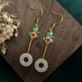 thumbnail image 1 of K-KED Jade Donut Earrings Women Natural Charm Chalcedony Delicate Jewelry Gemstones 925 Silver-White, 1 of 6
