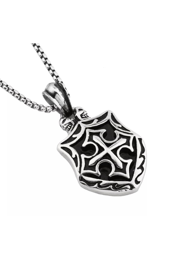 Knights Templar Necklace Masonic Shield Cross Pendant Stainless Steel Men