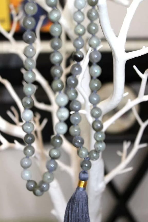 LABRADORITE 8MM MALA 108+1 BEADS HELPS IN PSYCHIC DEVELOPMENT WISDOM INTUITION