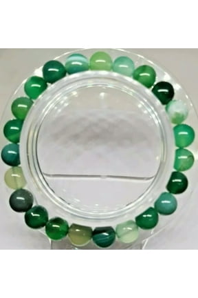 LADIES GEMSTONE BRACELET* HANDMADE Crystal Stretch Chakra Round 8mm Bead 19cm-Green Lace Agate