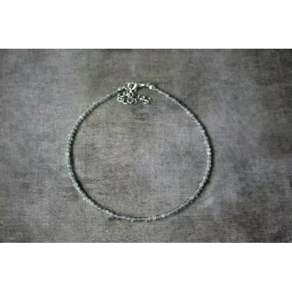 K-KED Labradorite 4mm Beaded Choker Healing Reiki Dainty Women Crystal Necklace Gifts-28 in