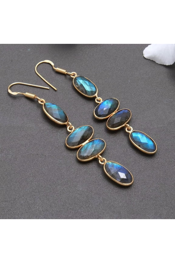 Labradorite Gemstone Dangle Earring alloy Delicate Jewelry Gift For Her