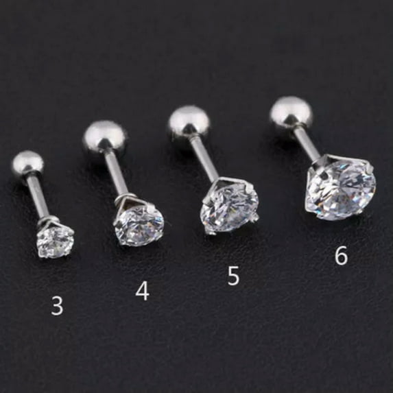 K-KED Labret Tragus Lip Bar Monroe Cartilage Helix Ear Ring Stud Upper Ear Piercing *-silver-6MM