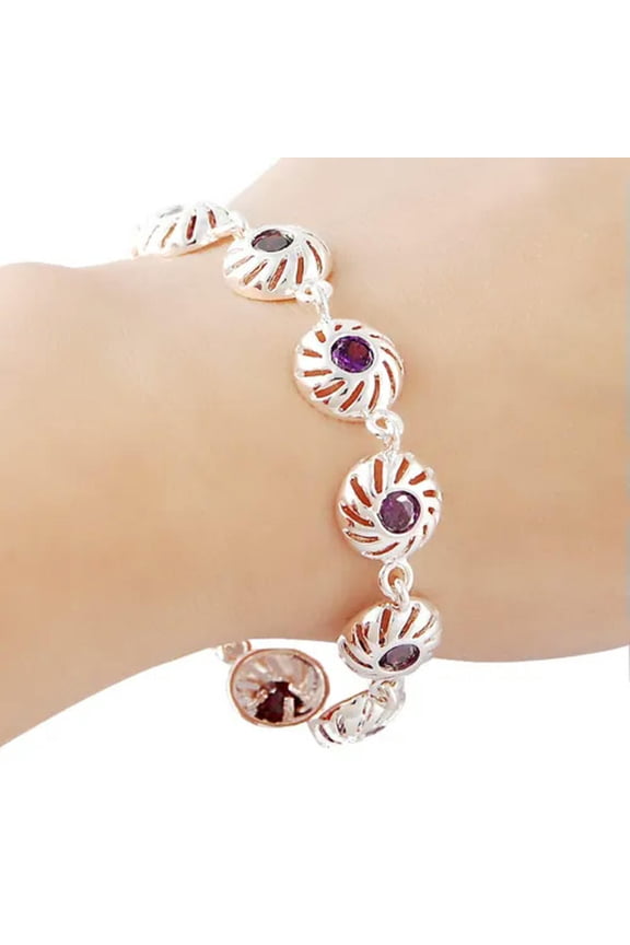 Ladies Infinity Fashion 925 Sterling Silver Gemstone Link Bracelet Chain-20cm